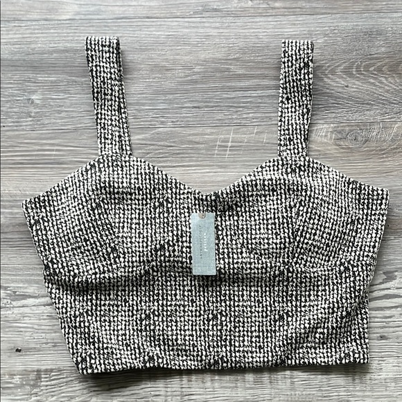 Anthropologie Black and White Fitted Bustier Tank Top new with tag sizes LP - Picture 1 of 6